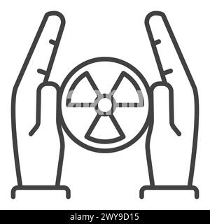 Radiation in Hands vector Radioactive concept icon or symbol in outline style Stock Vector