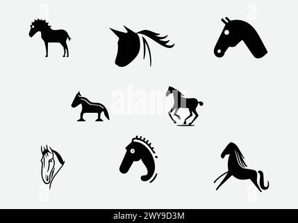 minimal style Black horse icon illustration design Stock Vector