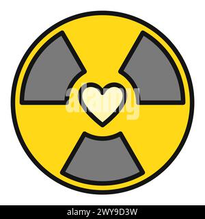 Radiation symbol with Heart vector Radioactive concept colored icon or sign Stock Vector