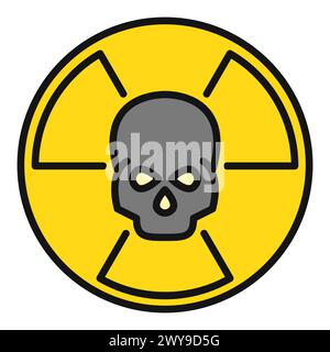 Radiation symbol with Skull vector Radiation concept colored icon or design element Stock Vector