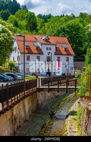 Idrija, Slovenia, 28 June 2023: Entrance to the Anthony's Shaft Mining Museum in Idrija, Slovenia Stock Photo