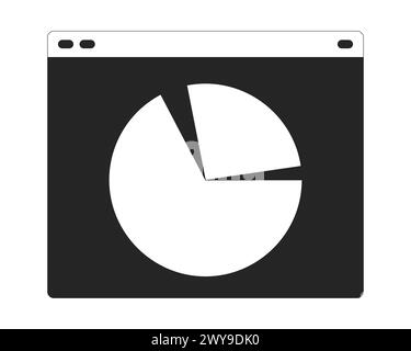 Graph pie chart webpage black and white 2D line cartoon object Stock Vector