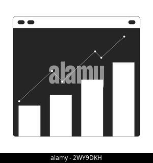 Data bar graph line webpage black and white 2D line cartoon object Stock Vector