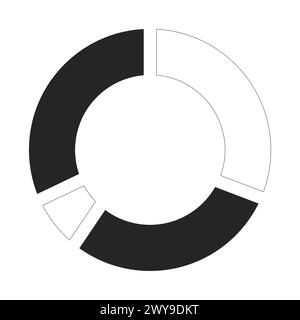 Pie chart segments black and white 2D line cartoon object Stock Vector