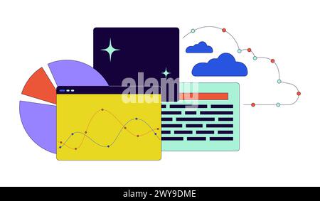 Analytics project management 2D linear cartoon object Stock Vector