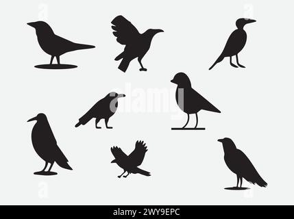 minimal style Crow icon illustration design Stock Vector