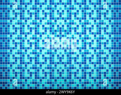 Bottom of a pool blue textured background. Mosaic tiles. View from above Stock Photo