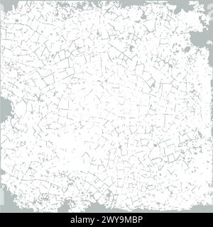Texture of one old ceramic tile with cracks on the surface and chips on the edges of the tiles. Vector illustration in gray color. For background Stock Vector