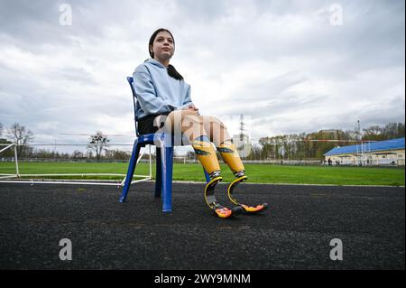 LVIV, UKRAINE - APRIL 04, 2024 - A 12-year-old Ukrainian Yana ...