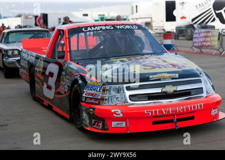 Geoffrey Parker's 2008, Chevrolet Truck, waiting to take  part in the 75th Anniversary of Nascar Demonstration, at the 2023 Silverstone Festival Stock Photo