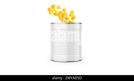 Canned Corn Grain Mockup Isolated on White Background Stock Photo