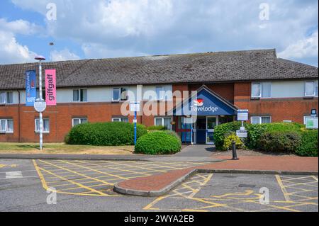 Travelodge hotel at motorway services in England. Stock Photo