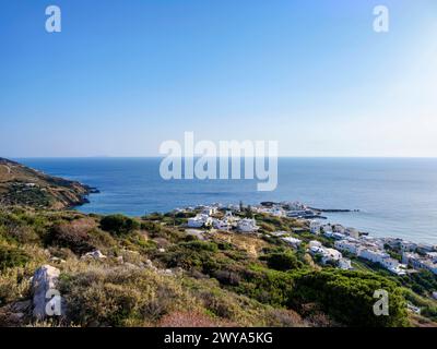 Apollonas Village, elevated view, Naxos Island, Cyclades, Greek Islands ...