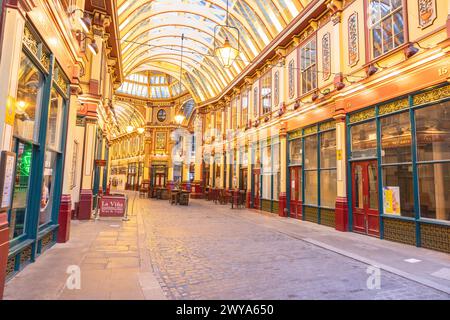 London, UK - May 20, 2023: Leadenhall Market, a covered market in London, located on Gracechurch Street, is one of the oldest markets in London, in th Stock Photo