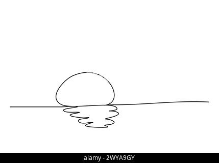 Sunset one line drawing vector illustration. Stock Vector