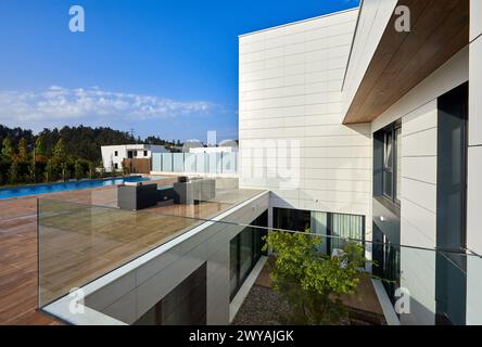 Villa with pool, Dulce María Loynaz Street, Donostia, San Sebastian, Gipuzkoa, Basque Country, Spain, Europe. Stock Photo