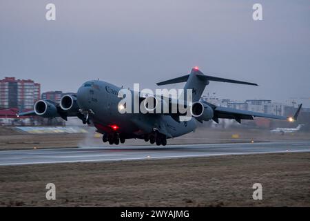 Royal Canadian Air Force CC-177 Globemaster taking off from Lviv airport Stock Photo