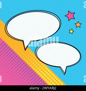Pop art style template with speech bubbles. Vector illustration Stock Vector