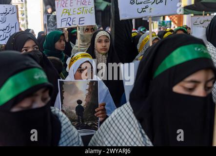 Srinagar, India. 05th Apr, 2024. Kashmiri Muslim women shout Anti ...