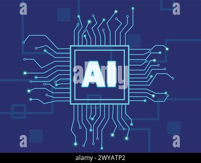 AI technology with Path, Artificial Intelligence, AI processor, Ai Symbol, Intelligence sign, innovation futuristic, AI Color Background Stock Vector