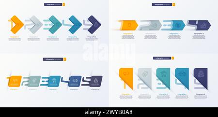 Set of vector number infographic template composed of 5 labels Stock Vector