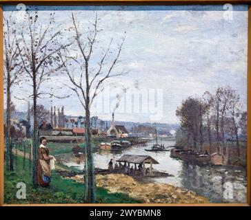 'La Seine à Port-Marly, le lavoir', 1872, Camille Pissarro (1830-1903), Musée d'Orsay, Paris, France, Europe. Stock Photo