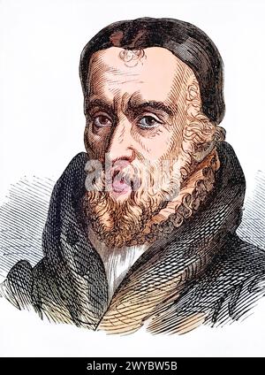 William Tyndale, 1494 bis 1536, Bibeluebersetzer und Religionsreformer, Historisch, digital restaurierte Reproduktion von einer Vorlage aus dem 19. Ja Stock Photo