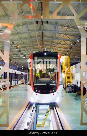 Assembly workshop trams. Manufacture of trains Stock Photo - Alamy