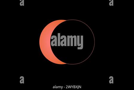Solar Eclipse in Texas. Total Solar Eclipse in Texas, Solar Eclipse 8th April 2024 Stock Vector