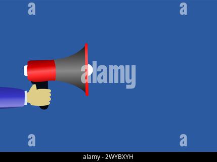 Businessman holding megaphone vector illustration. Stock Vector