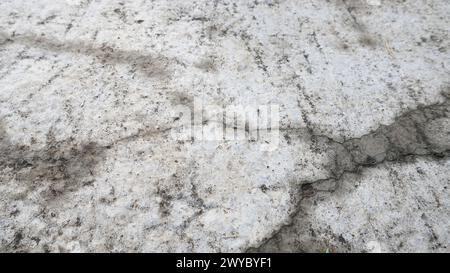 Background of cracked gray paving and wet with liquid Stock Photo
