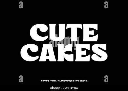 Bold playful cute cakes alphabet display font vector. Fun serif typeface Stock Vector