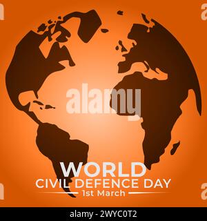 World Civil Defense Day celebrated on 1st March. Banner Poster, For social media and web. Stock Vector