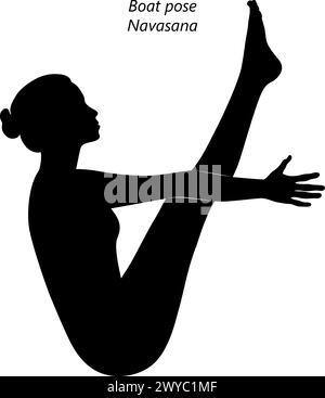 Young woman practicing Navasana yoga pose. Boat pose. Intermediate ...