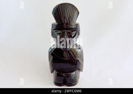 Mayan vintage figure. A tactile piece carved from Obsidian. Obsidian is a naturally occurring volcanic glass Stock Photo