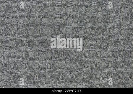 Checkered gray fabric texture macro , full frame Stock Photo