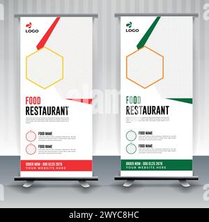 Food menu and restaurant Modern food rollup banner design. Stock Vector