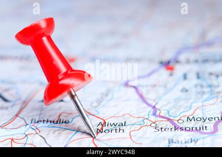 Aliwal North, South Africa pin on map Stock Photo