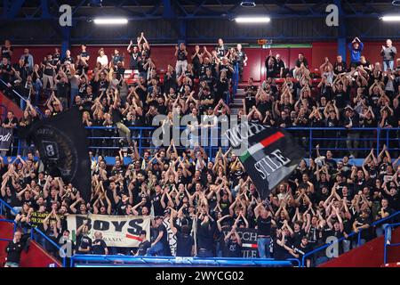 Milan, Italy. 05th Apr, 2024. Supporters of Virtus Segafredo Bologna during EA7 Emporio Armani Milano vs Virtus Segafredo Bologna, Basketball Euroleague match in Milan, Italy, April 05 2024 Credit: Independent Photo Agency/Alamy Live News Stock Photo