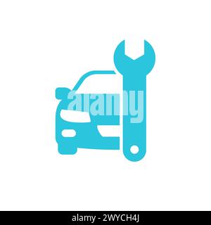 Car repair service front view icon. From blue icon set. Stock Vector