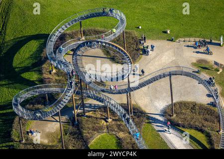 Aerial view, Tiger and Turtle - Magic Mountain sight, Heinrich-Hildebrand-Höhe, large sculpture and work of art by Heike Mutter and Ulrich Genth, Wanh Stock Photo