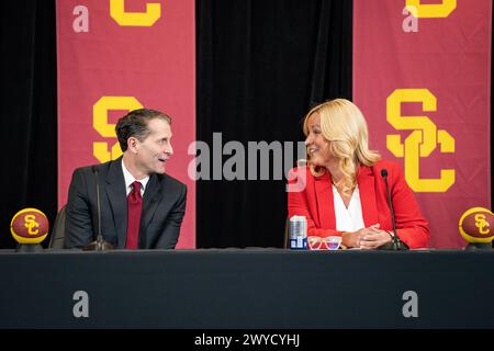 Eric Musselman is introduced as the new head coach for USC men’s basketball during a press conference, Friday, April 5, 2024, at the Galen Center, in Stock Photo