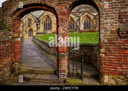 The churchyard gate, St Mary's Church, Scarborough, England. Stock Photo