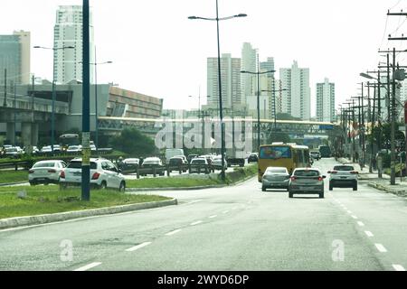 Salvador, Bahia, Brazil - January 26, 2022: View of traffic movement in the center of the city of Salvador, Bahia. Stock Photo