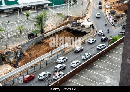 Salvador, Bahia, Brazil - January 26, 2022: View of traffic movement in the center of the city of Salvador, Bahia. Stock Photo