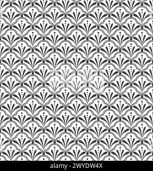 Black and white abstract geometric flower vector seamless pattern Stock ...