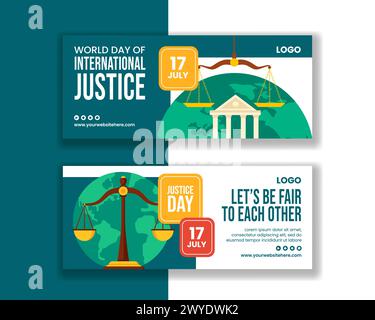 Day of Social Justice Horizontal Banner Flat Cartoon Hand Drawn Templates Background Illustration Stock Vector