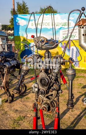Borovsk, Russia - August 18, 2018: Celebration of the 660th anniversary of the city of Borovsk. Sculpture of garbage and metal Stock Photo