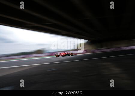 Suzuka, Japan. 6th Apr, 2024. Ferrari's Charles Leclerc of Monaco drives his car during the practice session of Formula One Japanese Grand Prix in Suzuka, Japan, April 6, 2024. Credit: Zhang Xiaoyu/Xinhua/Alamy Live News Stock Photo