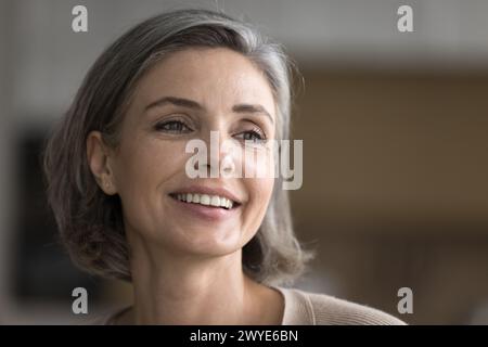 Close up portrait of positive woman Stock Photo - Alamy